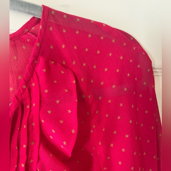 LOFT Raspberry Pink Long Sleeve Ruffle Blouse Women’s Size Small - Picture 4 of 16